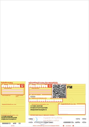Csekkes számlalevél  kézi A4