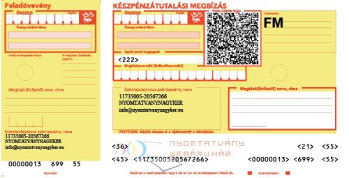 Készpénzátutalási megbízás sárga postai csekk