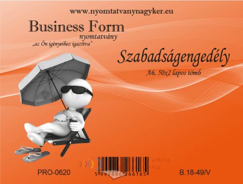 Szabadságengedély A6 50x2pld B.18-49 nyomtatvány