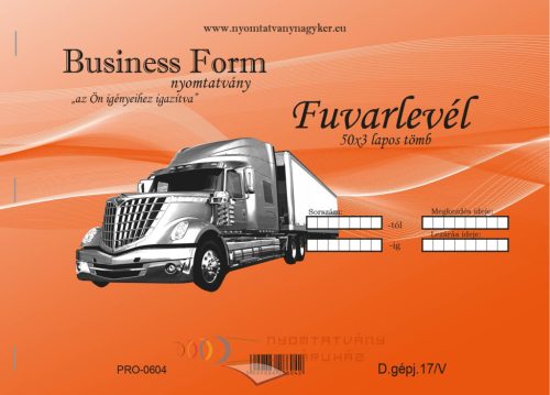 Fuvarlevél 50x3 lapos A4 fekvő -D.gépj.17/V