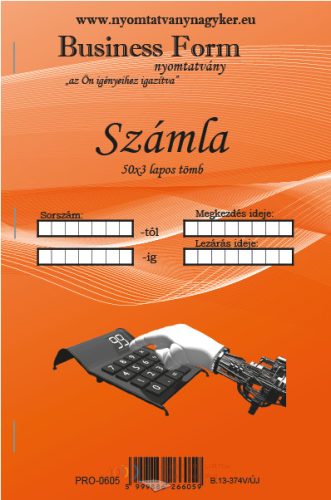 Számlatömb egy ÁFA-s 50x3pld A5 álló -B.13-374V/ÚJ 