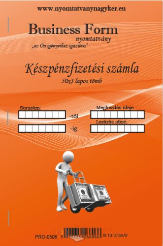 Számlatömb kp.egy ÁFA-s 50x3pld A5 álló nyomtatvány  -B.13-373A/V