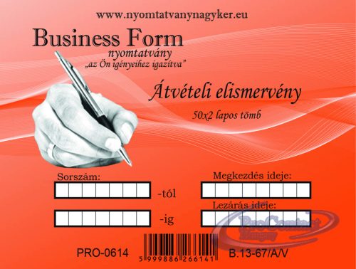 Átvételi elismervény A/6 50x2pld B.13-67/2