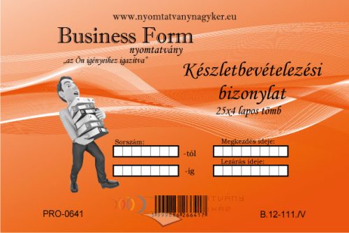 Készletbevételezési bizonylat A5 25x4 lapos - B.12-111/V