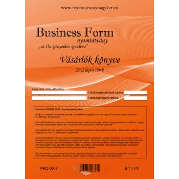 Vásárlók Könyve A4 25x2 lapos nyomtatvány B. 11-1/V