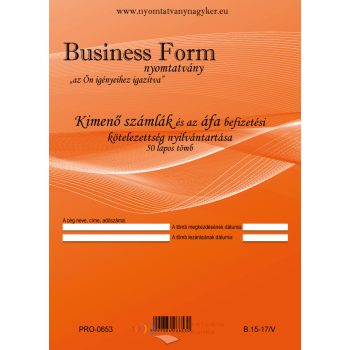   Kimenő számlák és az ÁFA nyilvántartása A4 50 lapos tömb B.15-17