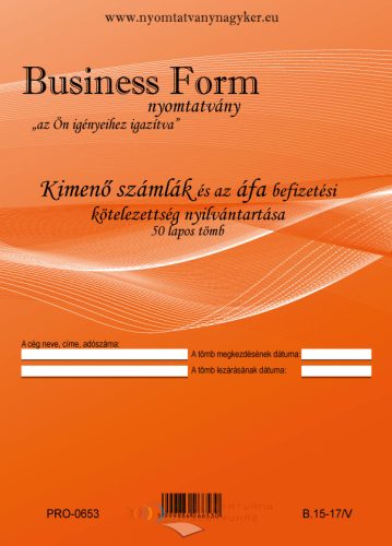 Kimenő számlák és az ÁFA nyilvántartása A4 50 lapos tömb B.15-17