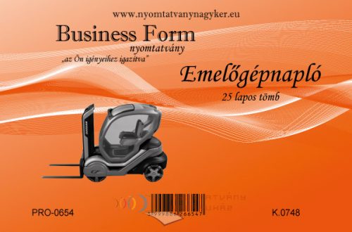 Emelőgépnapló A5 25 lapos fekvő D.E.938