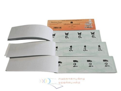 Ellenörző sorszámtömb 100 lapos (zöld) tombola 