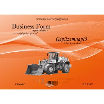 Gépüzemnapló fekvő A4 25×3 lapos D.E.930/V