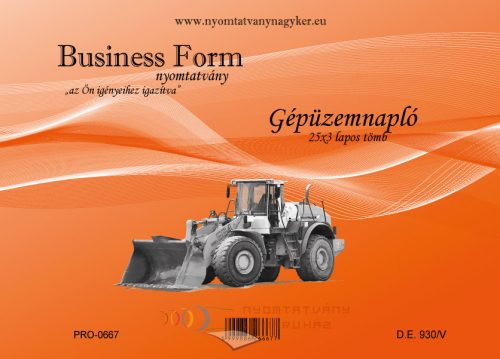 Gépüzemnapló fekvő A4 25×3 lapos D.E.930/V