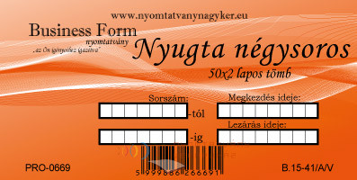 Nyugta négysoros 50×2 pld - B.15-41