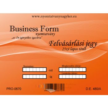 Felvásárlási jegy (mezőgazdasági) A5 50x3 pld D.E.480/A