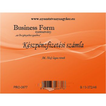   Számlatömb kp.A6 egy ÁFÁ-s fekvő 50×3 pld nyomtatvány B.13-372- A6