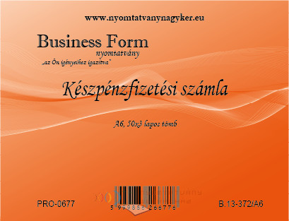 Számlatömb kp.A6 egy ÁFÁ-s fekvő 50×3 pld nyomtatvány B.13-372- A6