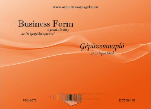 Gépüzemnapló fekvő A4 25×3 lapos D.7510-110