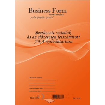   Beérkező számla és ÁFA  nyilvántartó A4 tömb 50 lap B.15-30