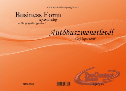 Autóbusz menetlevél A4 50x2 pld fekvő  D. gépj 42