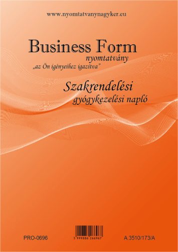 Szakrendelési gyógykezelési napló 100 lapos A4 A.3510-173/A