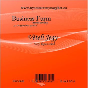 Vételi jegy 50x2 lapos tömb nyomtatvány  B.VÁLL.9/V-2