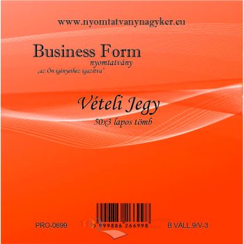 Vételi jegy 50x3 lapos nyomtatvány B.VÁLL.9/V-3