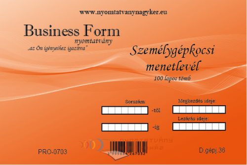 Személygépkocsi_menetlevél A5-D.gépj.36 