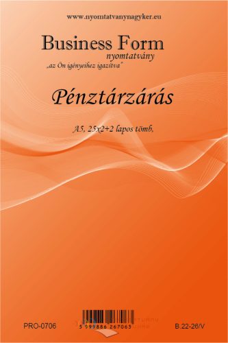 Pénztárzárás A5 25x2+2 lapos önátíró nyomtatvány - B.22-26/V