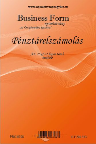 Pénztárelszámolás A5 25x2+2 lapos önátíró nyomtatvány