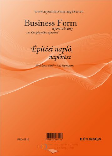 Építési napló 25x2 lapos +9 db 2 lapos garnitúra B.ÉTI.820/ÚJ/V/2