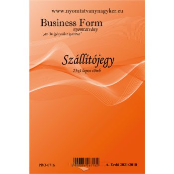   Szállítójegy 25x4pld A5 álló - A.Erdő.221-2018 nyomtatvány