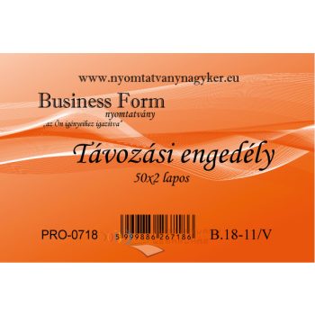 Távozási engedély 50x2 lapos B.18-11/V
