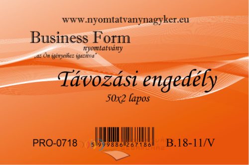 Távozási engedély 50x2 lapos B.18-11/V