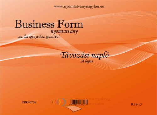 Távozási napló 24 lapos B.18-13 nyomtatvány