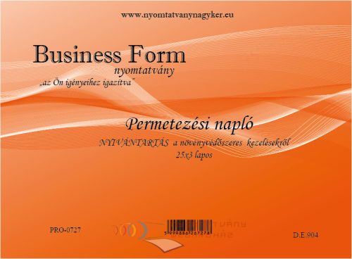 Permetezési napló A4 25x3 lapos nyomtatvány  D.E.904