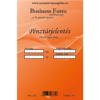   Pénztárjelentés B.Kisker-104  25x2x2 lapos  B.Kisker-104/V- önátíró
