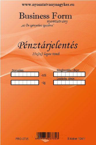 Pénztárjelentés B.Kisker-104  25x2x2 lapos  B.Kisker-104/V- önátíró