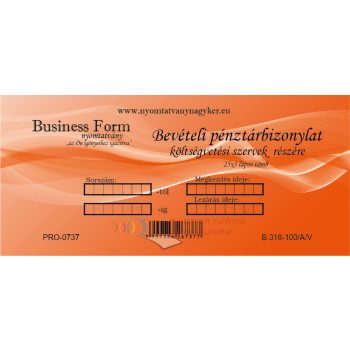 Bevételi pénztárbizonylat költségvetési szervek részére 25x3 lapos tömb - B.318-100/Á/V
